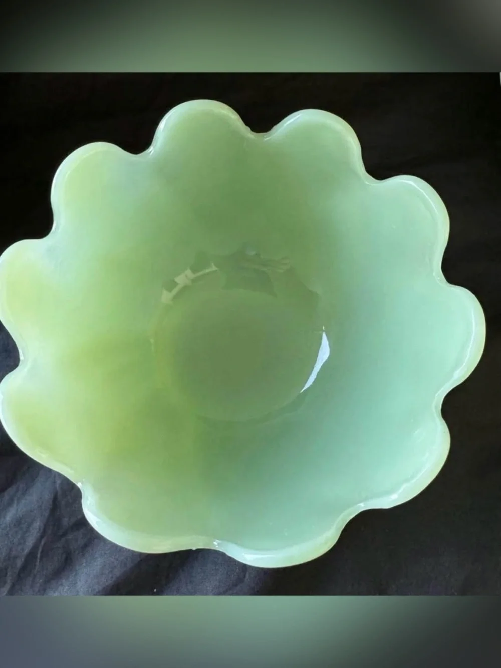 Vtg Fire King Jadeite Lotus plate and bowl snack set 1950’s